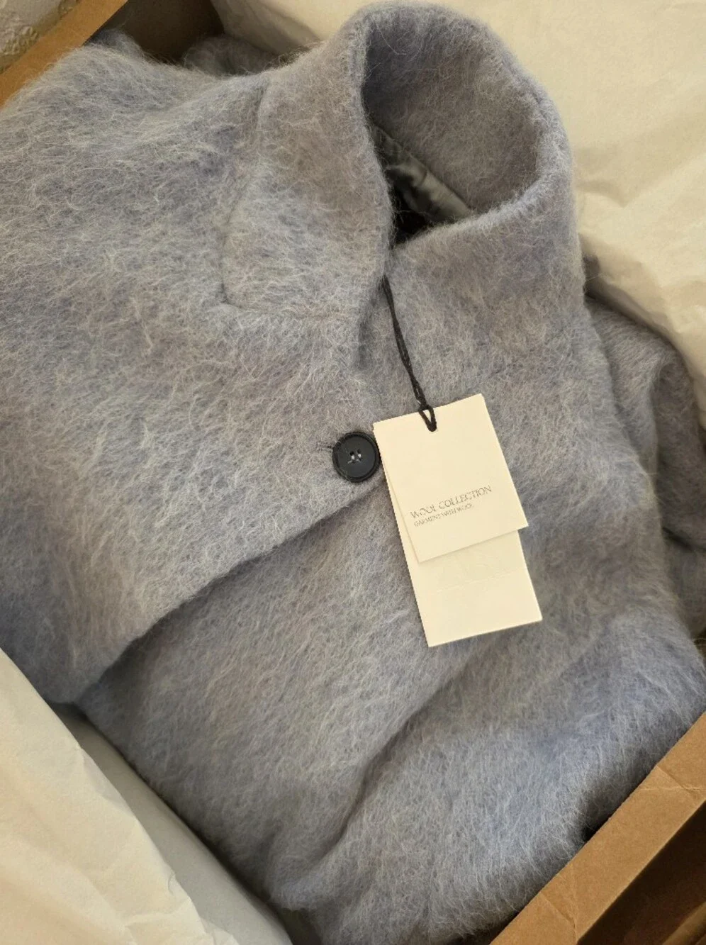 ZARA STRAIGHT COAT WITH MANTECO WOOL Size M Blue